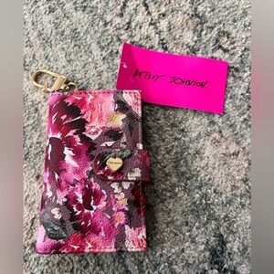 Betsey Johnson Pink Floral Keychain Wallet